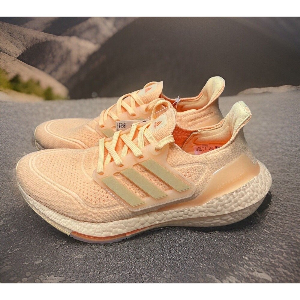 Adidas Ultraboost 21 W Peach Running Shoes FZ1918 Womens US 5.5 Boost Sneakers